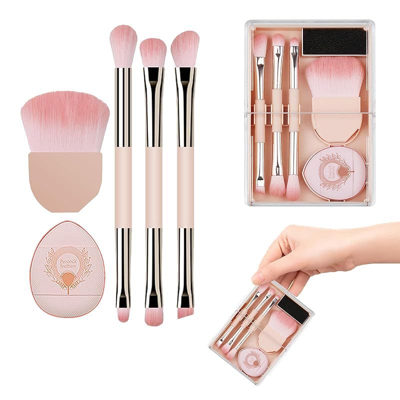 YANHUILAY 化妝刷套裝 便攜式【5件套】迷你化妝刷 化妝筆 化妝工具 攜帶方便刷具套裝 柔軟 多功能 日常化妝 通勤 出差 旅行用 1 的縮圖