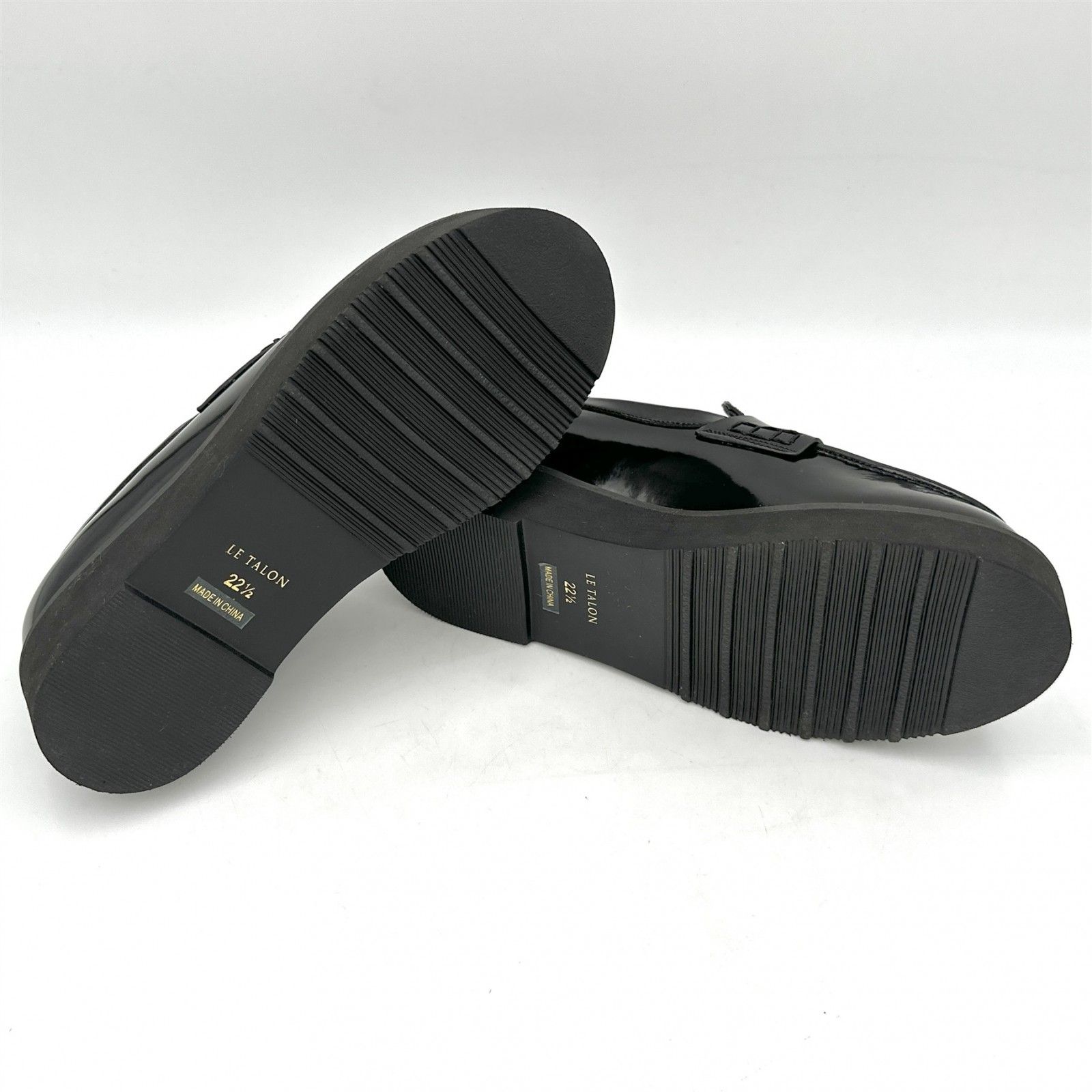 厚底コインローファー 合皮エナメル加工