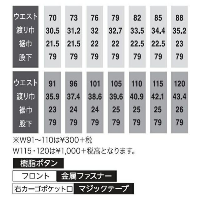 かず様　グレーサイズ1 種類53：ブルー/105(+300円) 大川被服 KANSAI 70056 K7005 カーゴ