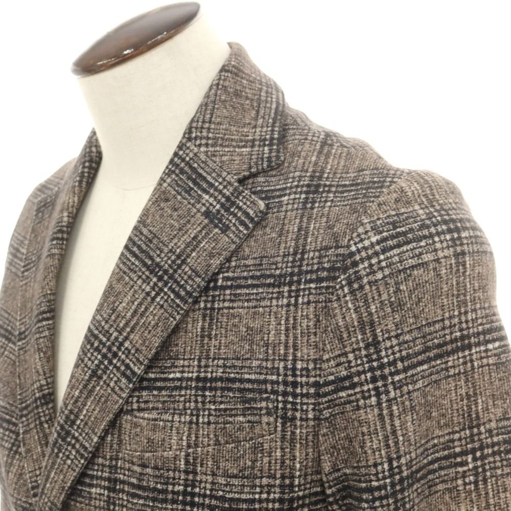 チルコロ1901 CIRCOLO 1901 ストレッチコットン チェック カジュアルジャケット ダークベージュxブラック サイズ50 メンズ