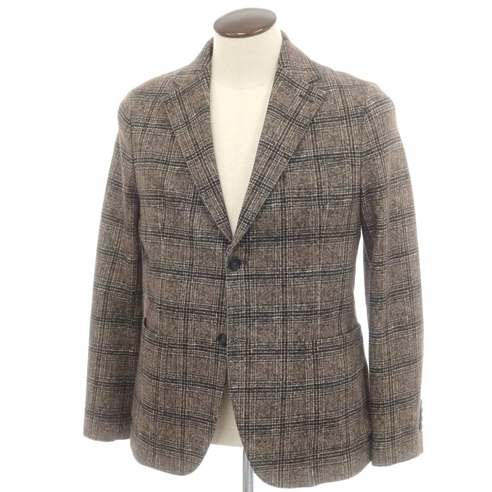 チルコロ1901 CIRCOLO 1901 ストレッチコットン チェック カジュアルジャケット ダークベージュxブラック サイズ50 メンズ