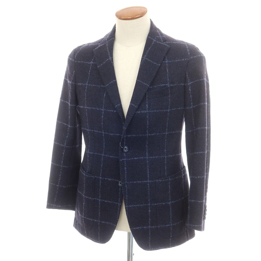 タリアトーレ TAGLIATORE ウール チェック テーラードジャケット ネイビーxブルー サイズ46 メンズ