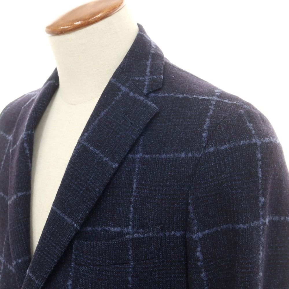 タリアトーレ TAGLIATORE ウール チェック テーラードジャケット ネイビーxブルー サイズ46 メンズ