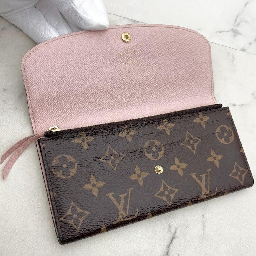 【極美品】ルイヴィトン　モノグラム　ポルトフォイユエミリー　ローズバレリーヌ 超極美品】ルイヴィトン モノグラム ポルトフォイユエミリー ローズ