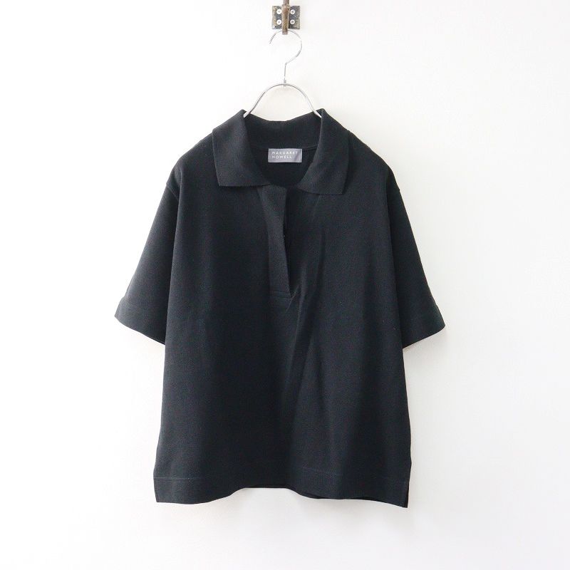 2025SS マーガレットハウエル MARGARET HOWELL ORGANIC COTTON PIQUE コットン ピケ ポロシャツ 2｜ブラック 2400014657388