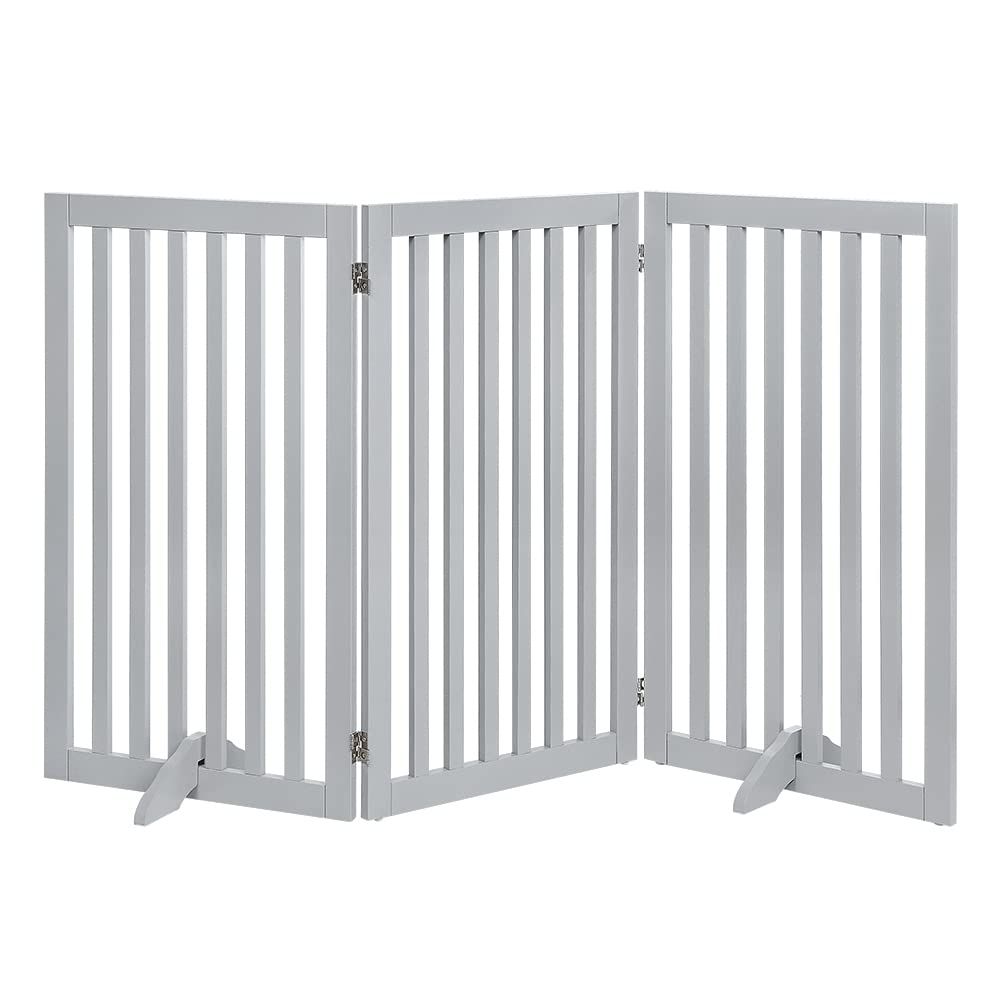 unipaws ペットゲート 置くだけ簡単 木製 折りたたみ式 伸縮 幅91 146 cm 高さ91 5 玄関 階段 ドア用 ペットガード 小型犬 猫 脱走防止 飛び出し防止 収納便利 室内パーテーション ペットフェンス ペット用柵 犬用ゲート