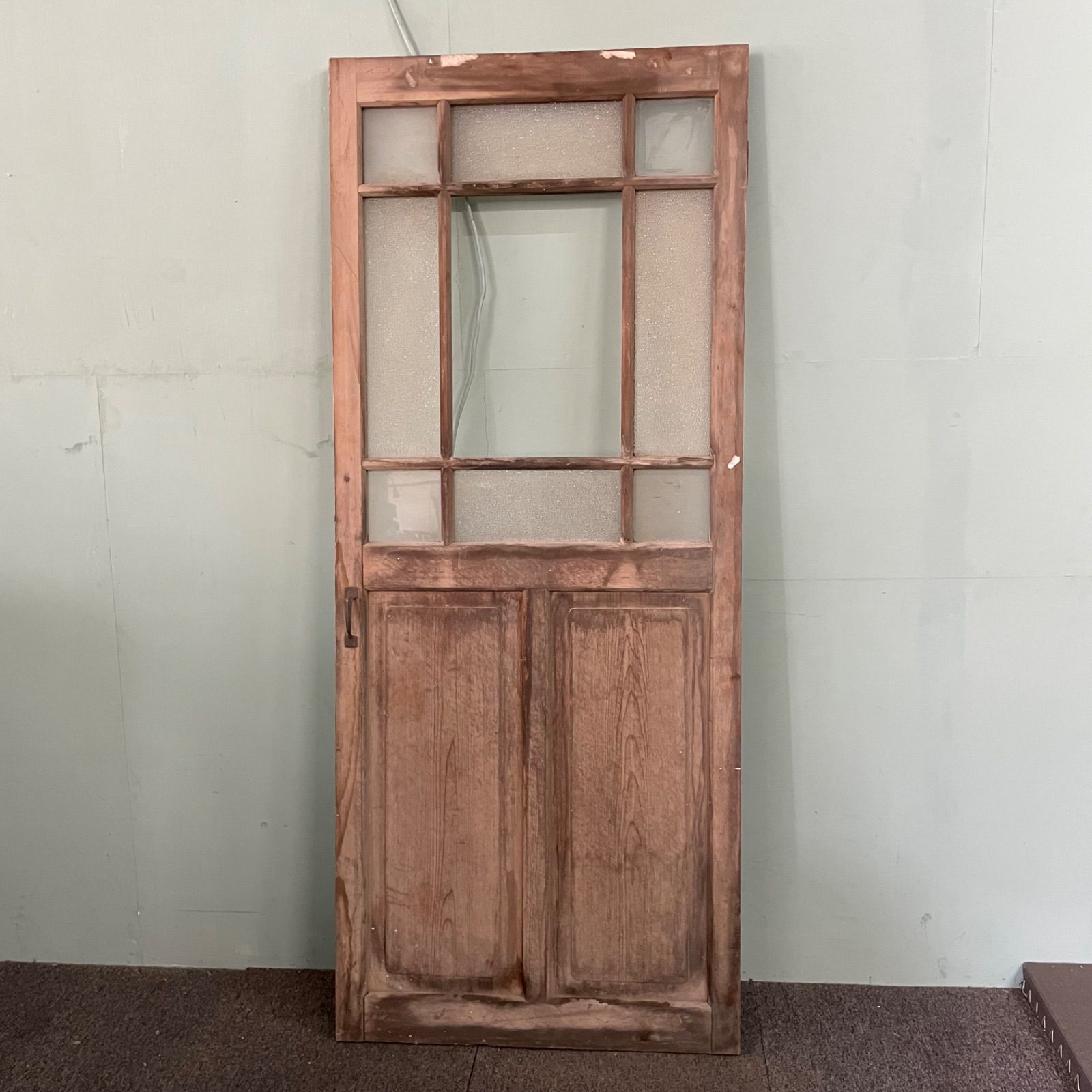 ♭ ガラス窓 木製 扉 W72cm×D3cm×H173cm アンティーク ガラス戸 建具