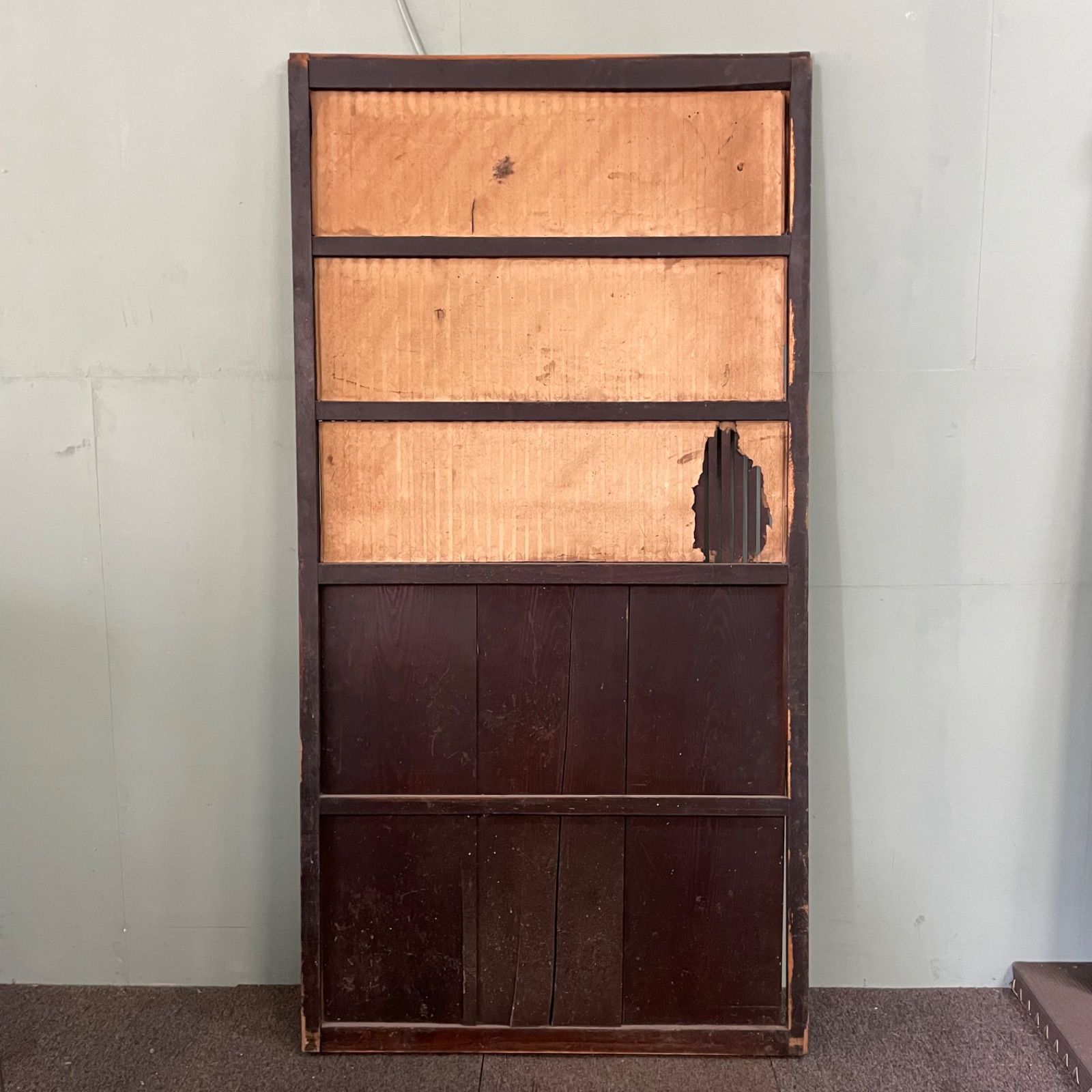 ♭ 格子戸 W89cm×D3cm×H174cm 建具 引き戸 蔵戸 古民家 アンティーク