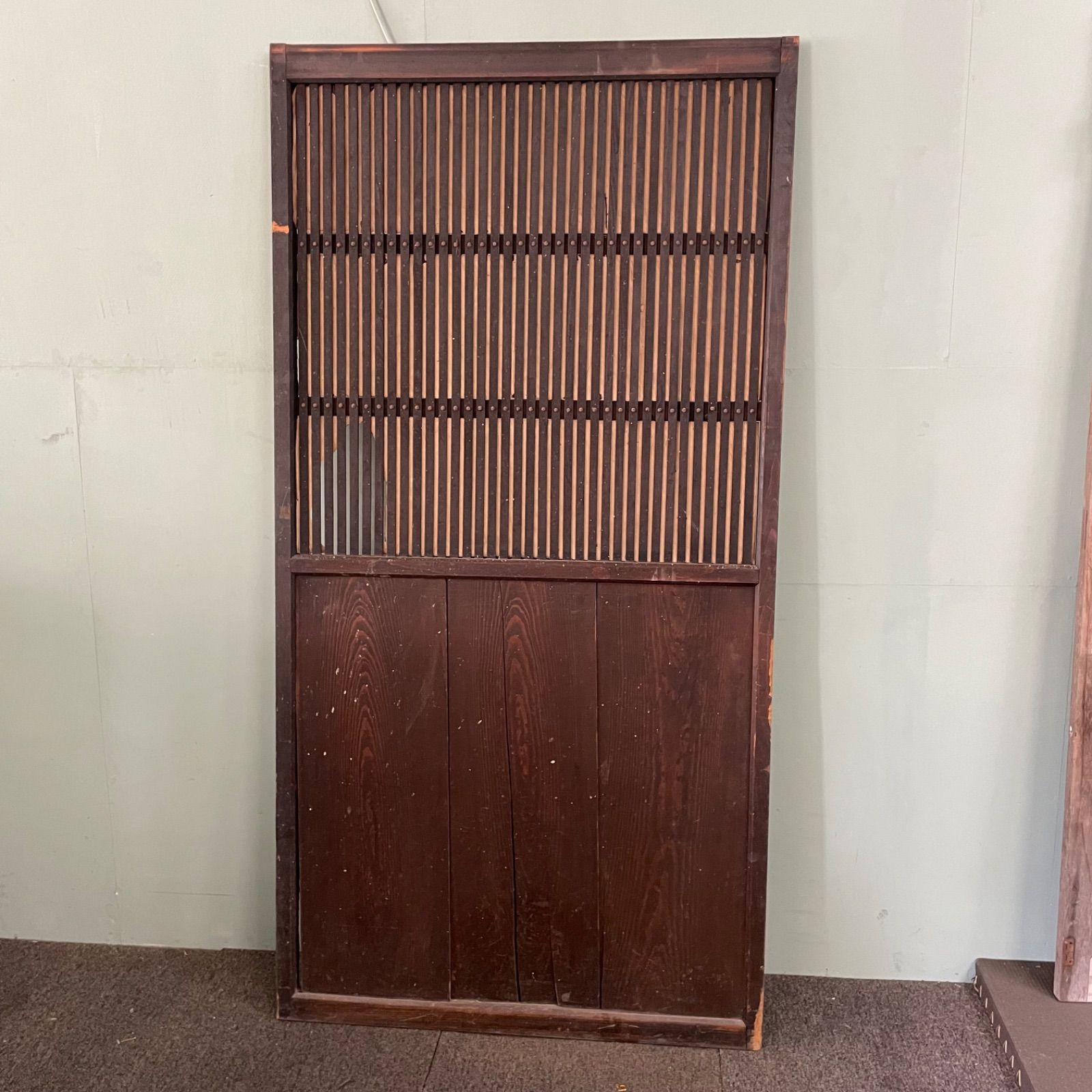 ♭ 格子戸 W89cm×D3cm×H174cm 建具 引き戸 蔵戸 古民家 アンティーク