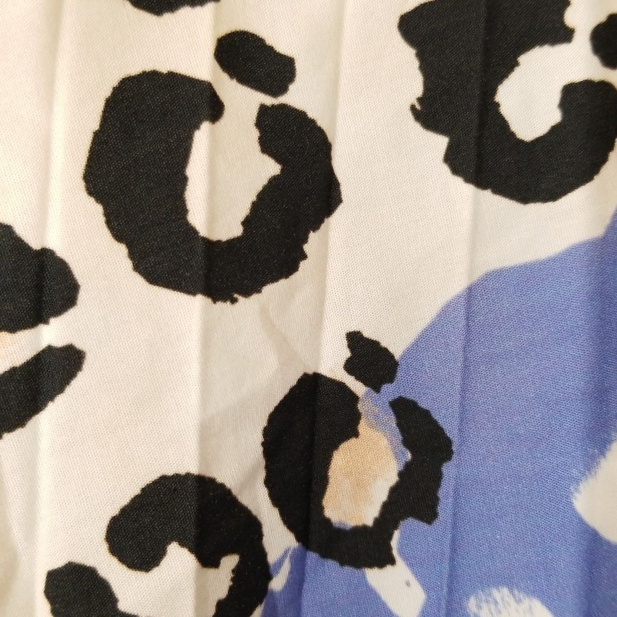 ERMANNO SCERVINO エルマノシェルビーノ 巻きスカート サイズ42 L レディース - 白×ブルー×黒 ロング 豹柄 ドット柄 プリーツ GULLKHAN_COM