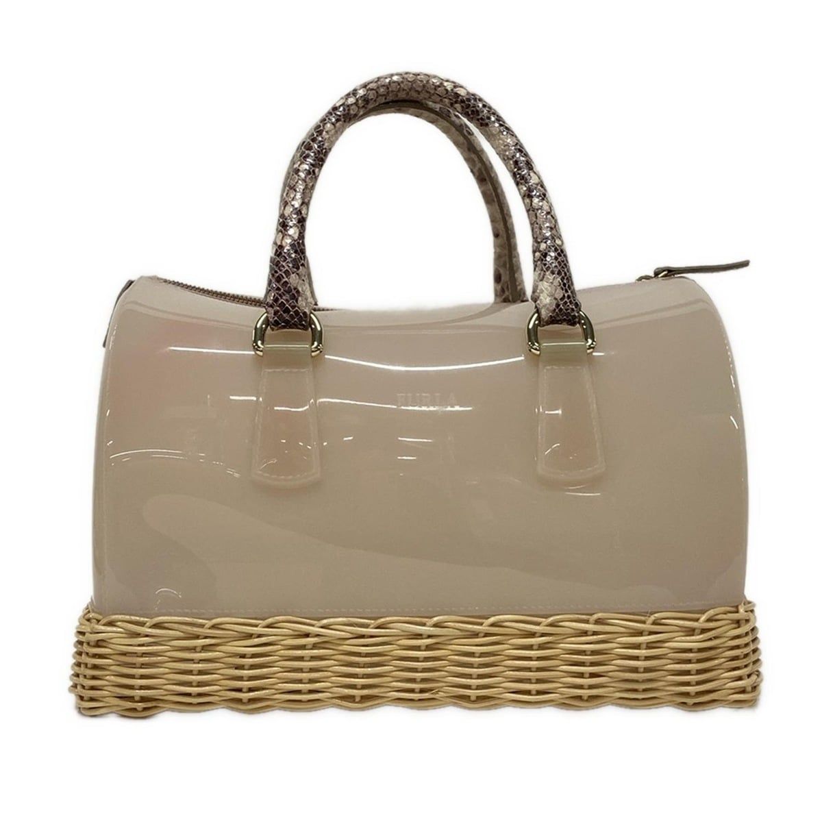 FURLA ハンドバッグ グレー/ベージュ/黒 中型 キャンディーバック