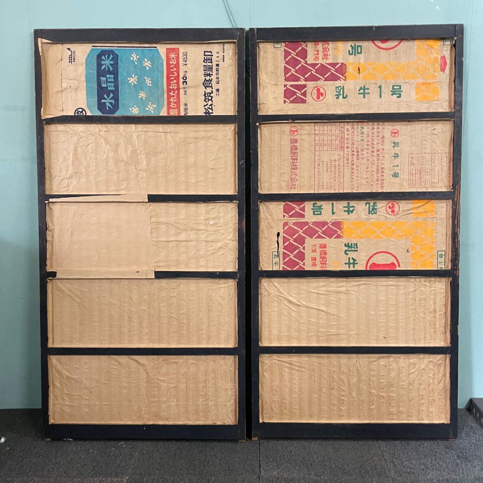 ♭ 千本格子 2枚組 W87cm×D3cm×H173cm 古民家 店舗 什器 引戸 インテリア 引き戸 ビンテージ アンティーク 古道具 家具 建具