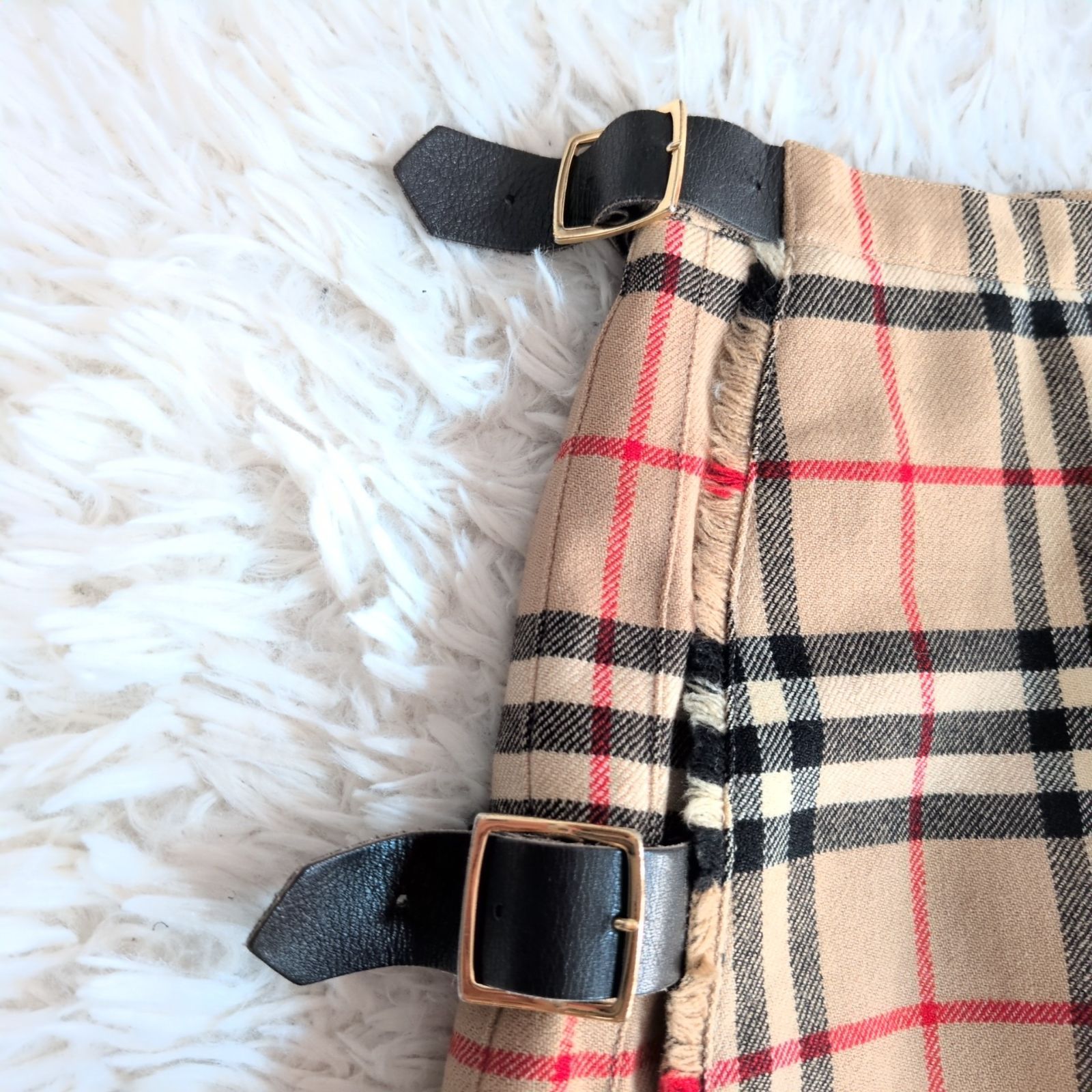 【超希少】バーバリー ロング巻きスカート ノバチェック レザーベルト 三陽商会 希少✨️BURBERRY バーバリー ノバチェック ロングプリーツスカート