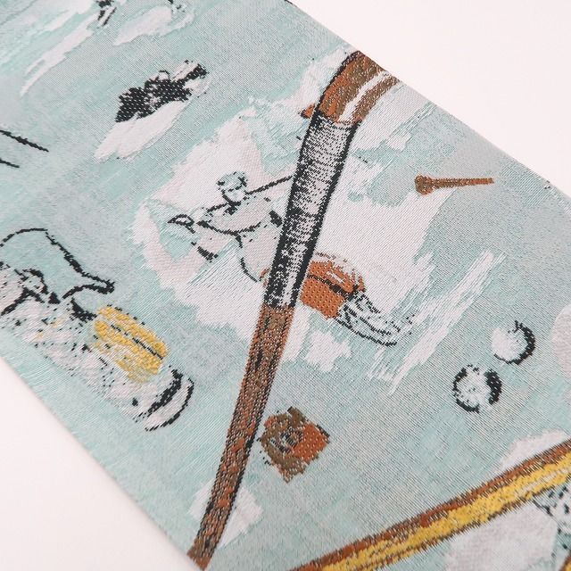 ❁tomihisa❁ アイスホッケー 浴衣 着物 氷上の情熱を帯びて 遊び心が光る夏の主役 半幅小袋帯 6488