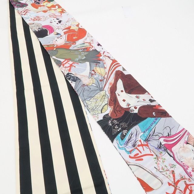 ❁tomihisa❁ 3way 化け猫 ストライプ 綿 着物 浴衣 気分で楽しむ 3wayの遊び心 半幅帯 6381