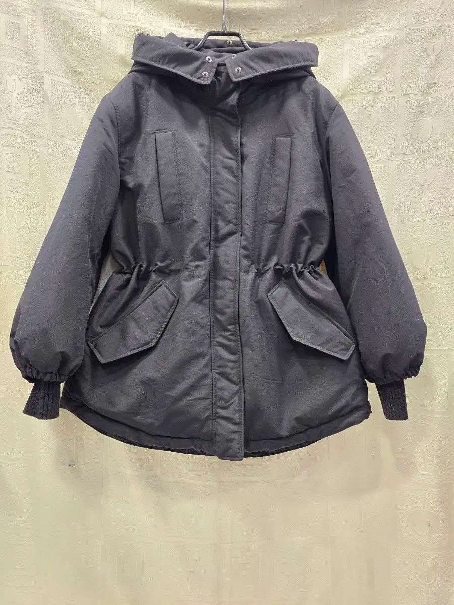 OLIVE des OLIVE オリーブ デ オリーブ 黒色 フード ダウン アウター ウエストシャーリング S M