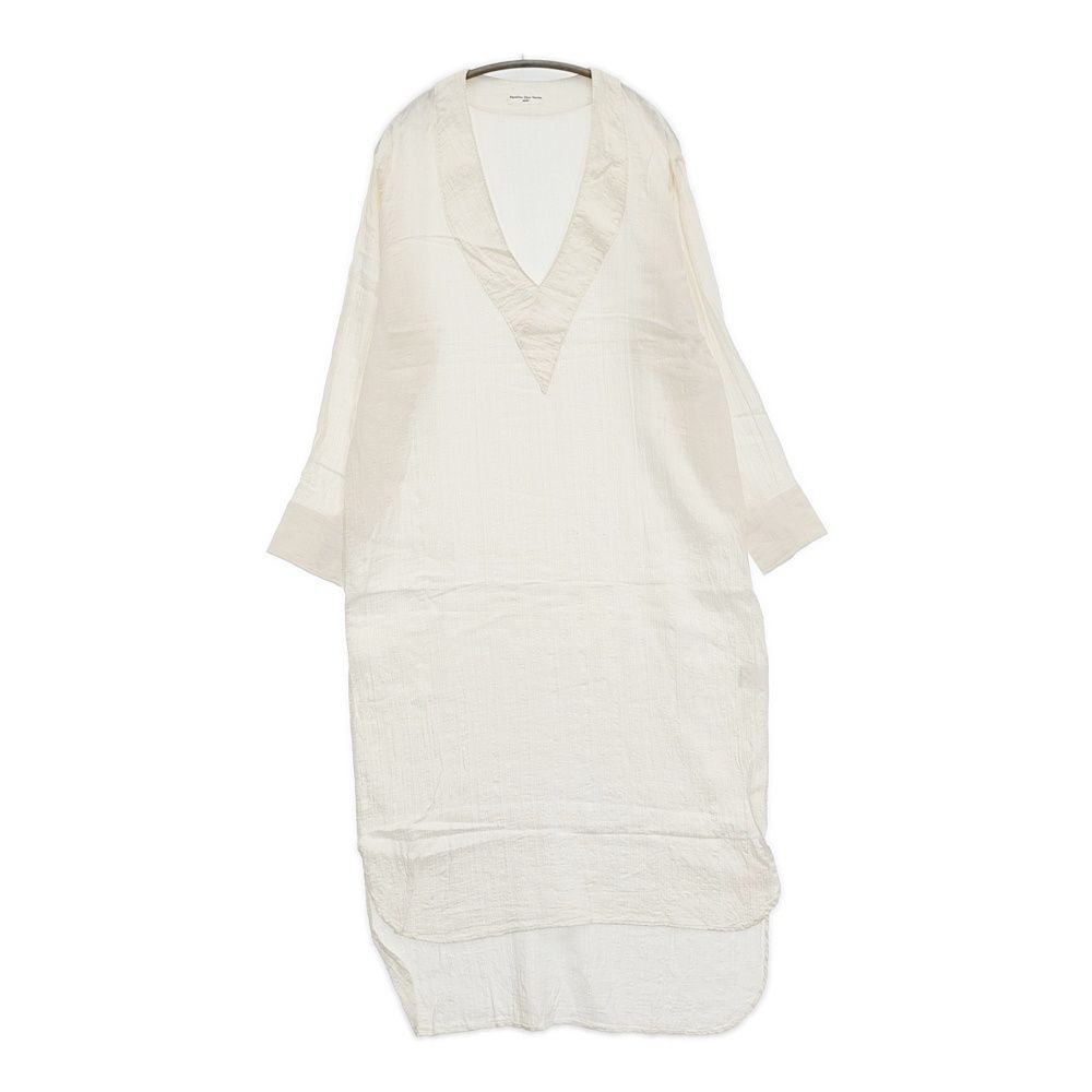 AQUELLOS OJOS VERDES BISHU サイズL Vネック レーヨンコットンリネン ワンピース ホワイト レディース アケヨスオホスヴェルデス 5-1018M