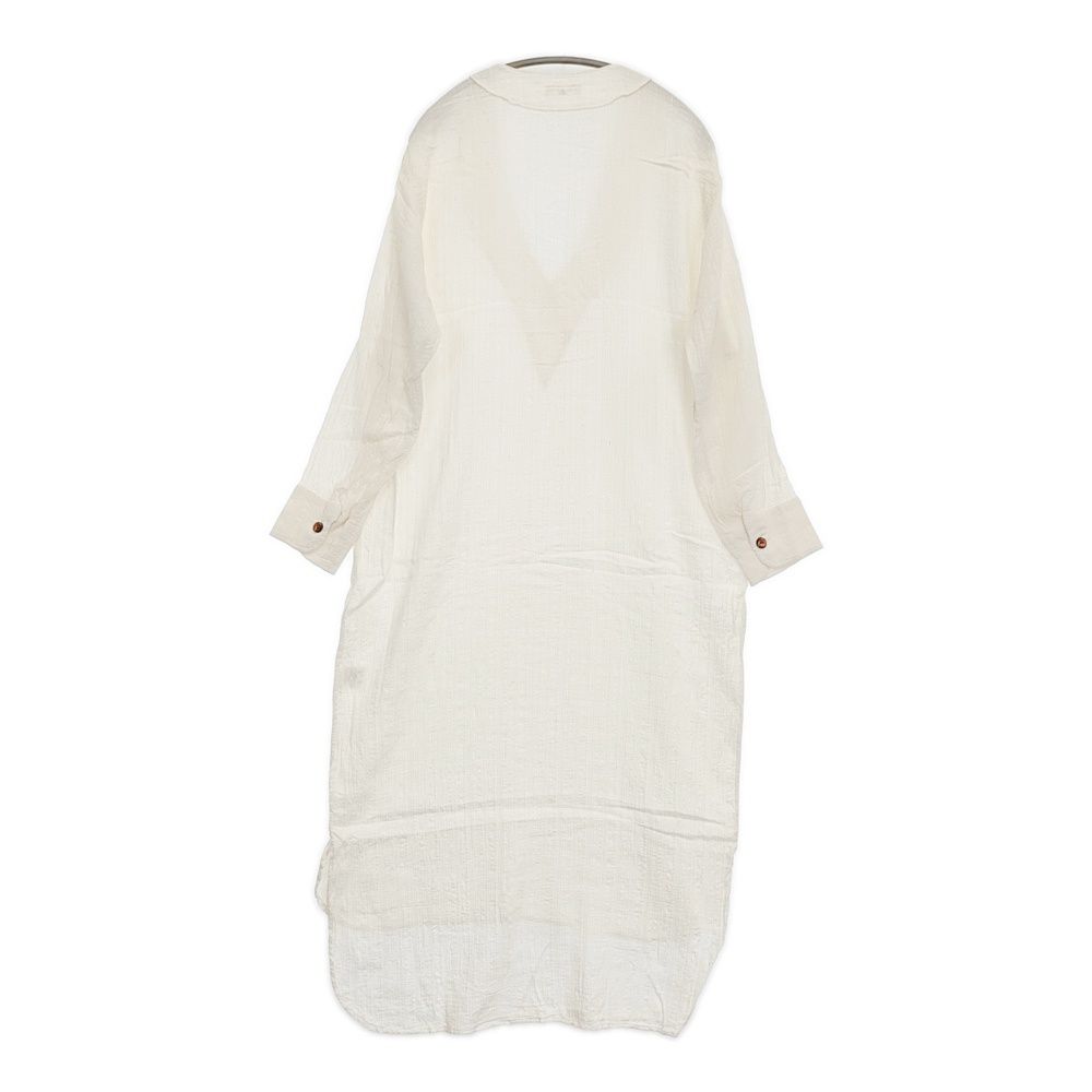 AQUELLOS OJOS VERDES BISHU サイズL Vネック レーヨンコットンリネン ワンピース ホワイト レディース アケヨスオホスヴェルデス 5-1018M