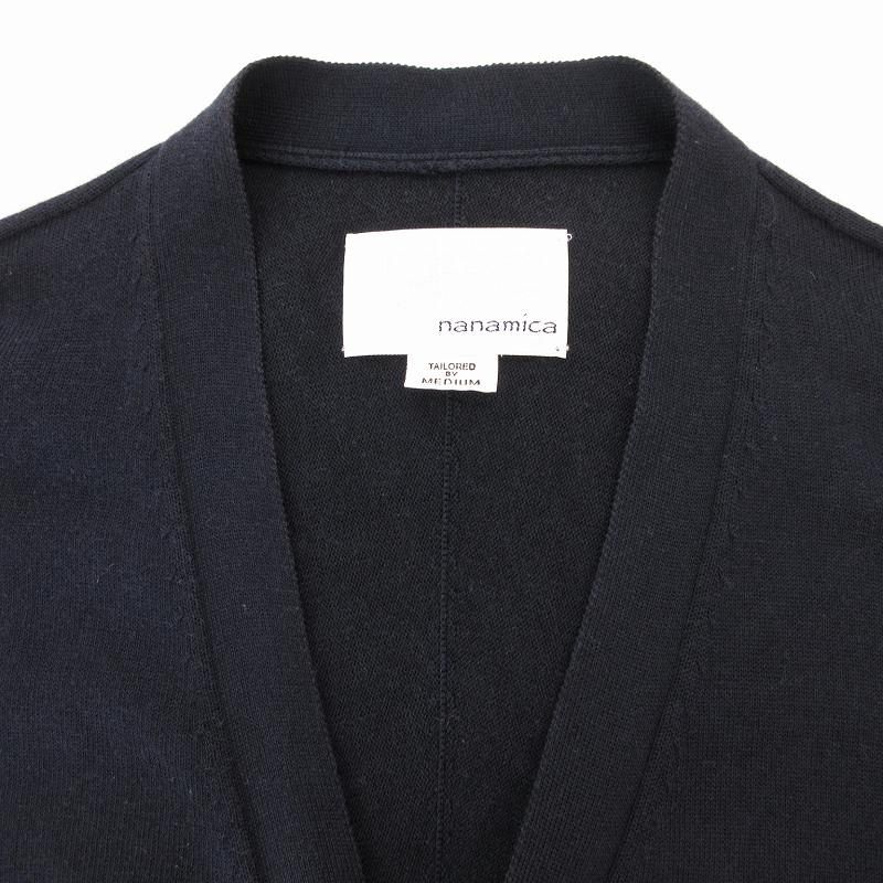 ナナミカ nanamica カーディガン 薄手 Vネック M ネイビー