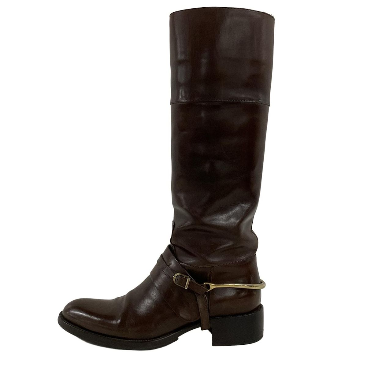 37 SARTORE バックジップ　ロングブーツ　黒　サルトル　24 サルトル SARTORE クロスストラップバックジップロングブーツ