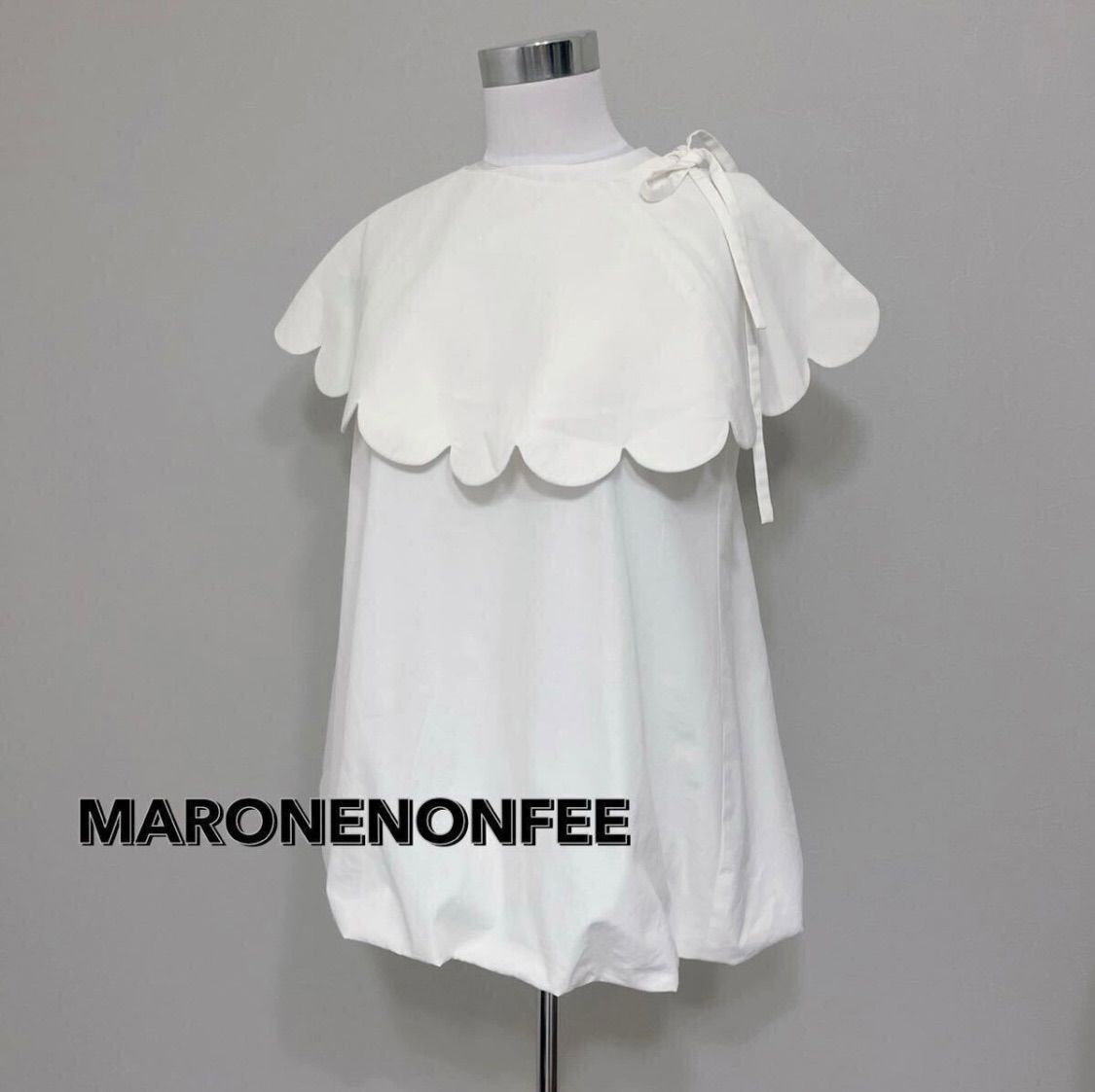 MARONENONFEE マーロンエノンフィ スカラップ バルーンブラウス 白ブラウス トップス スカラップ襟 つけ襟 FH797