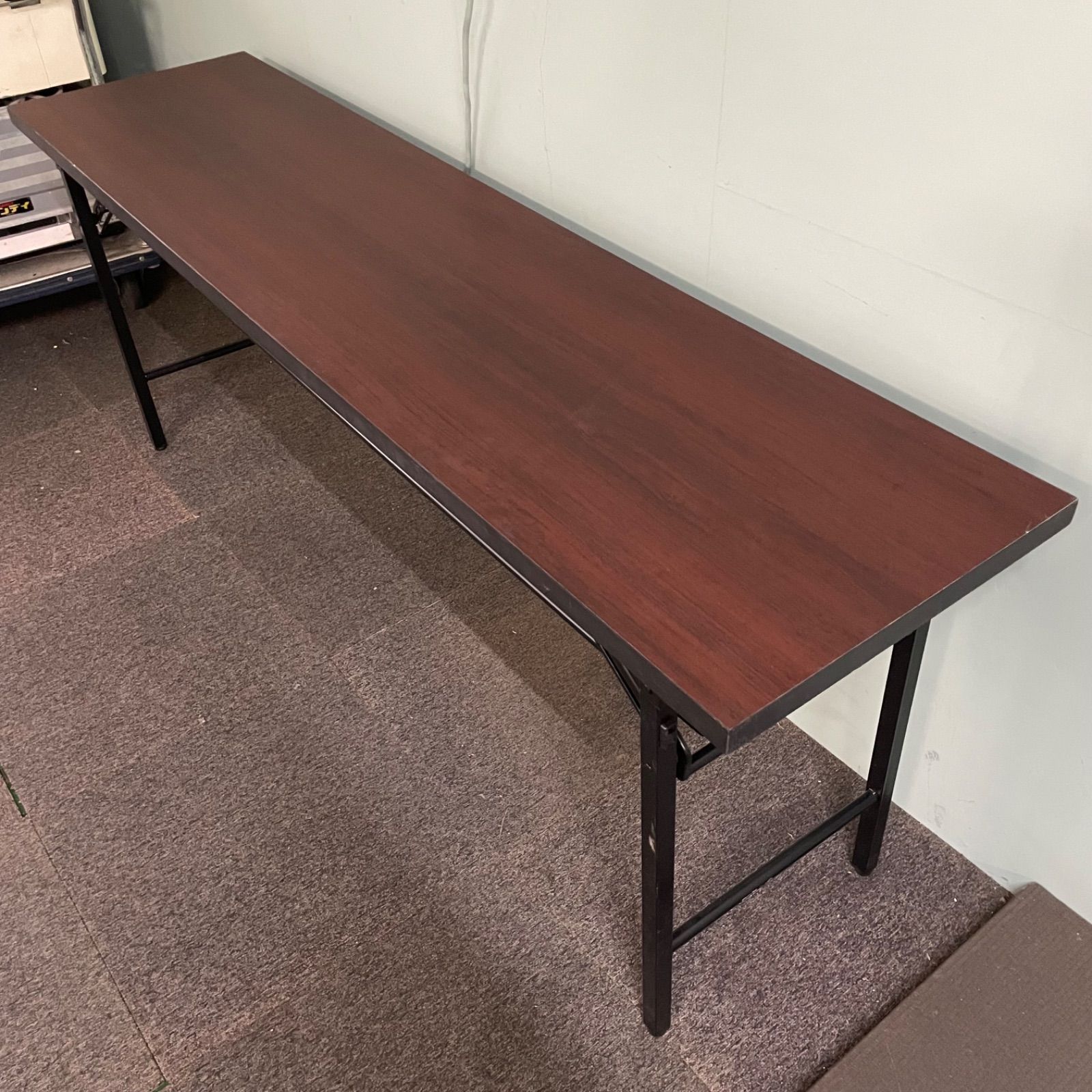 ♭ 長机 折りたたみテーブル 会議机 オフィステーブル 会議用テーブル 木目調 f