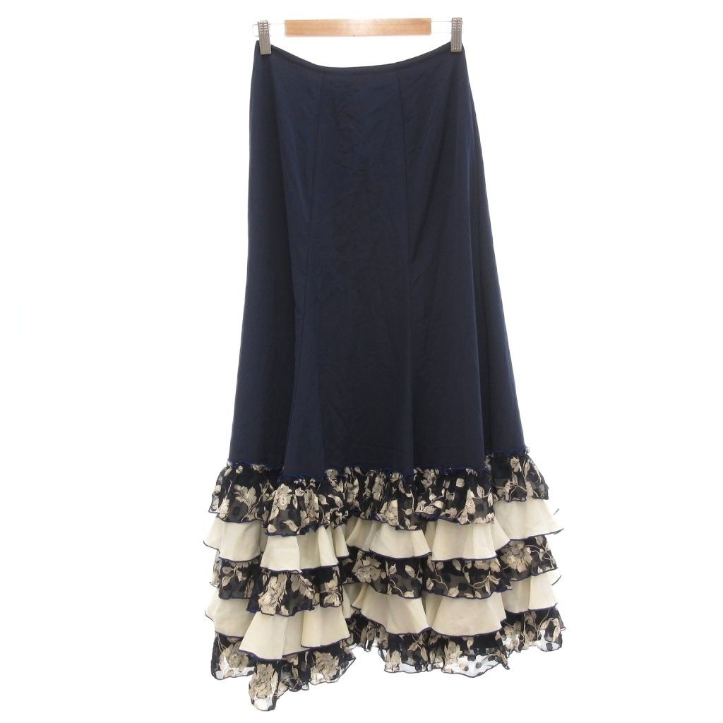 HERMOSA フラメンコスカート HERMOSA IBERIA フラメンコ衣装 フリルスカート ロング ネイビー