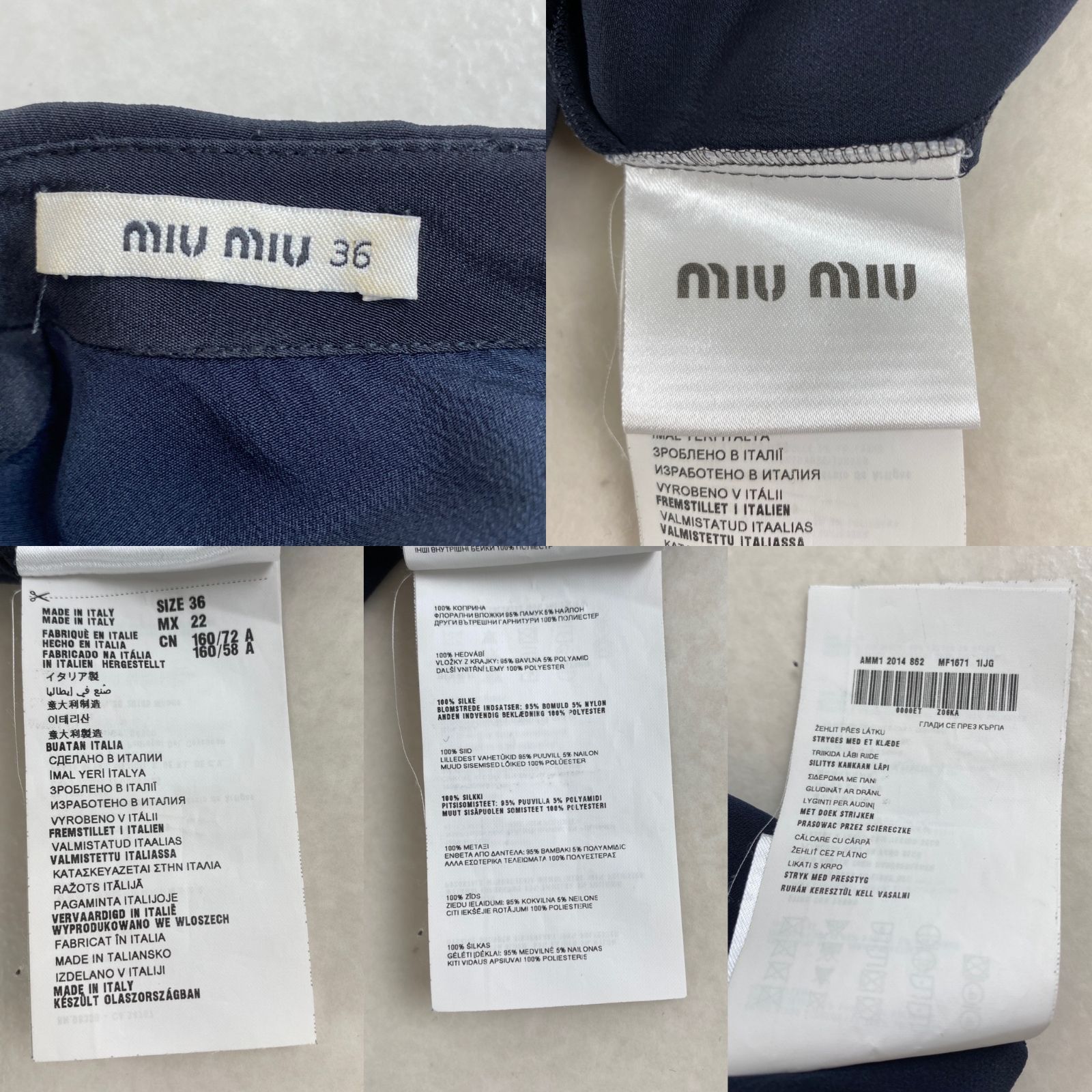 ミュウミュウ ワンピース MIU MIU レース襟 プリーツ ブラック 36 S M