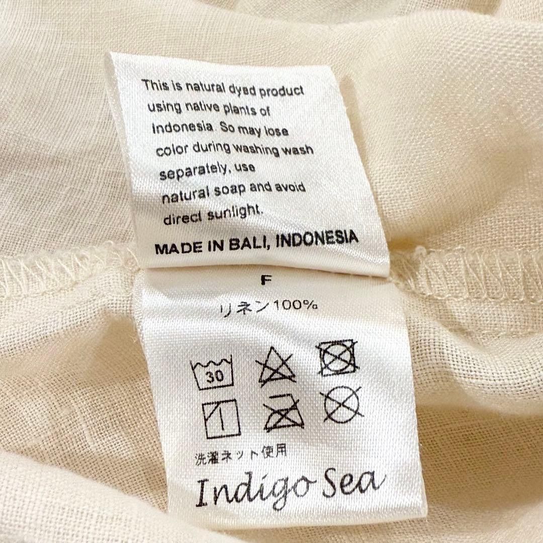  リネン indigo sea ティア 2 Wayカーデ クリーム み 長袖 カーディガン ボレロ アンサンブル