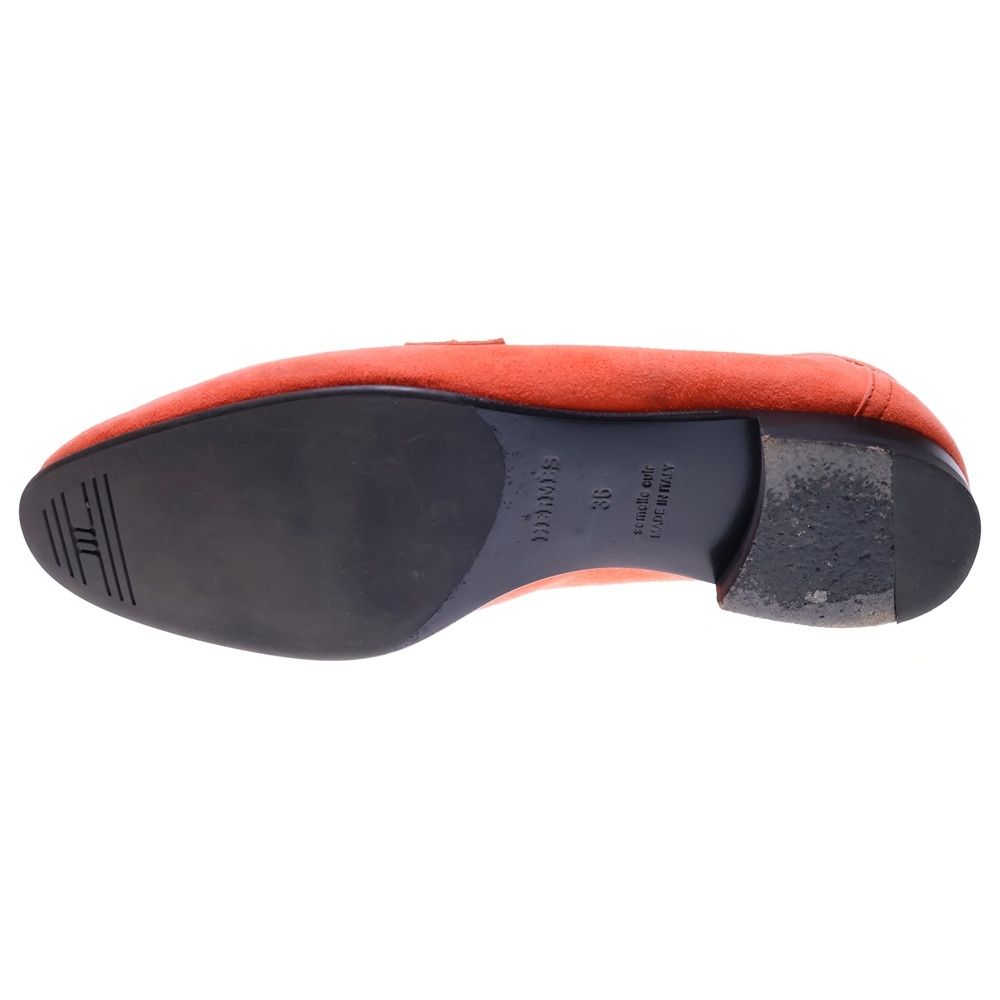  HERMES エルメス コンスタンス Hロゴバックル スエードレザー フラット ローカットシューズ ローファー オレンジ レディース その他 靴