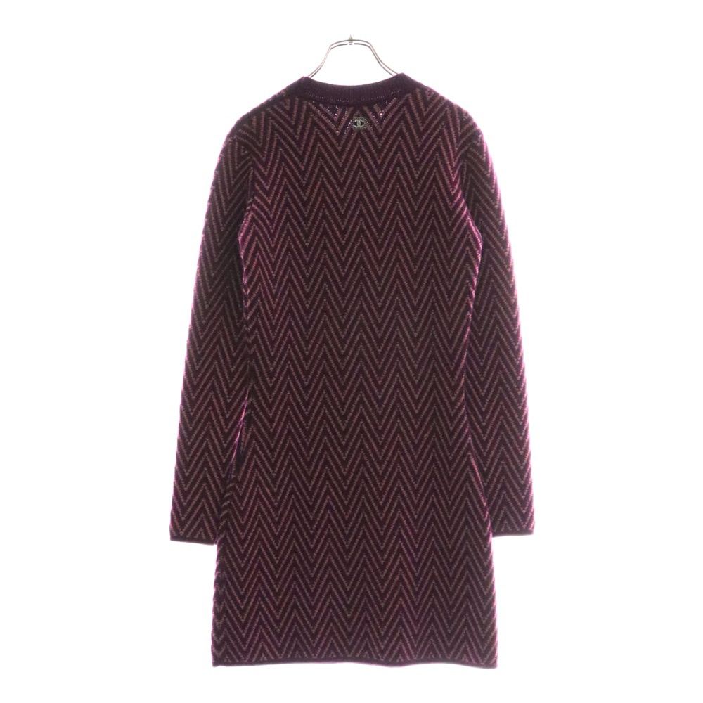 CHANEL シャネル ココマーク ロゴデザイン カシミヤ 長袖ニットワンピース レディース パープル