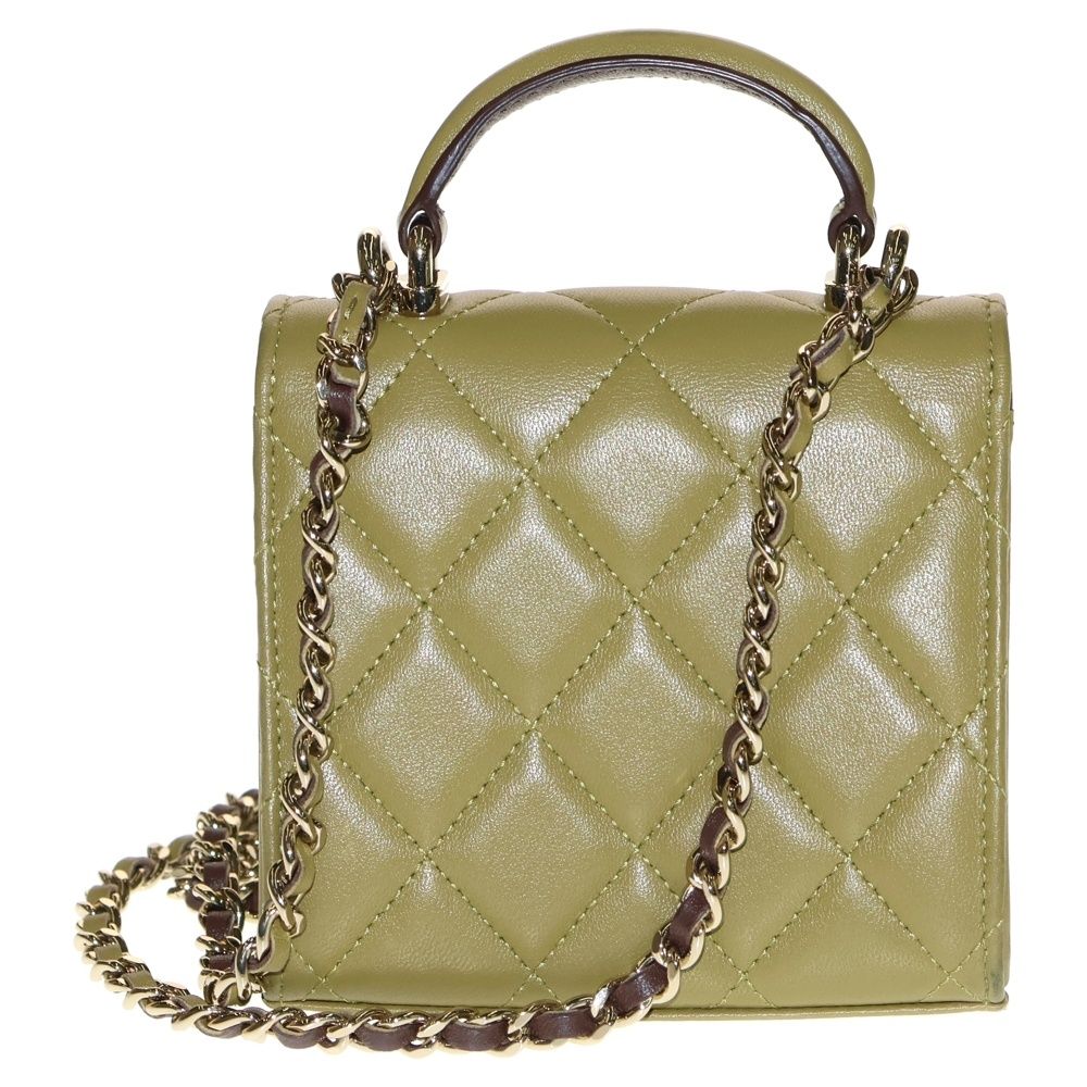 CHANEL シャネル ミニマトラッセ チェーン ショルダーバッグ ミニバッグ カーキ ラムスキン シルバー金具 AP2682