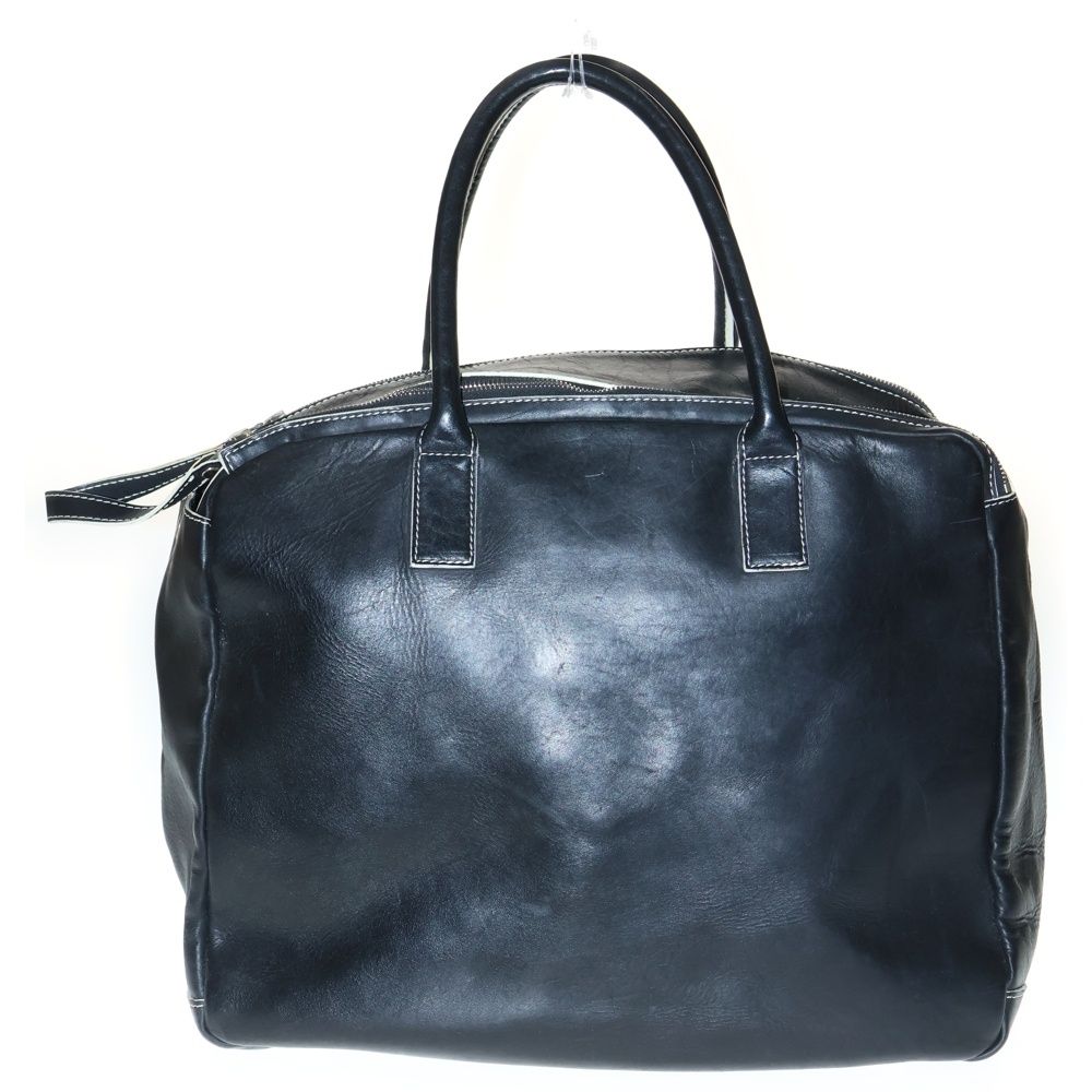 NUMBER N INE ナンバーナイン 本人期 USA レザーボストンバッグ スクエアシェイプダブルジップスクエアレザーボストンバッグ ブラック