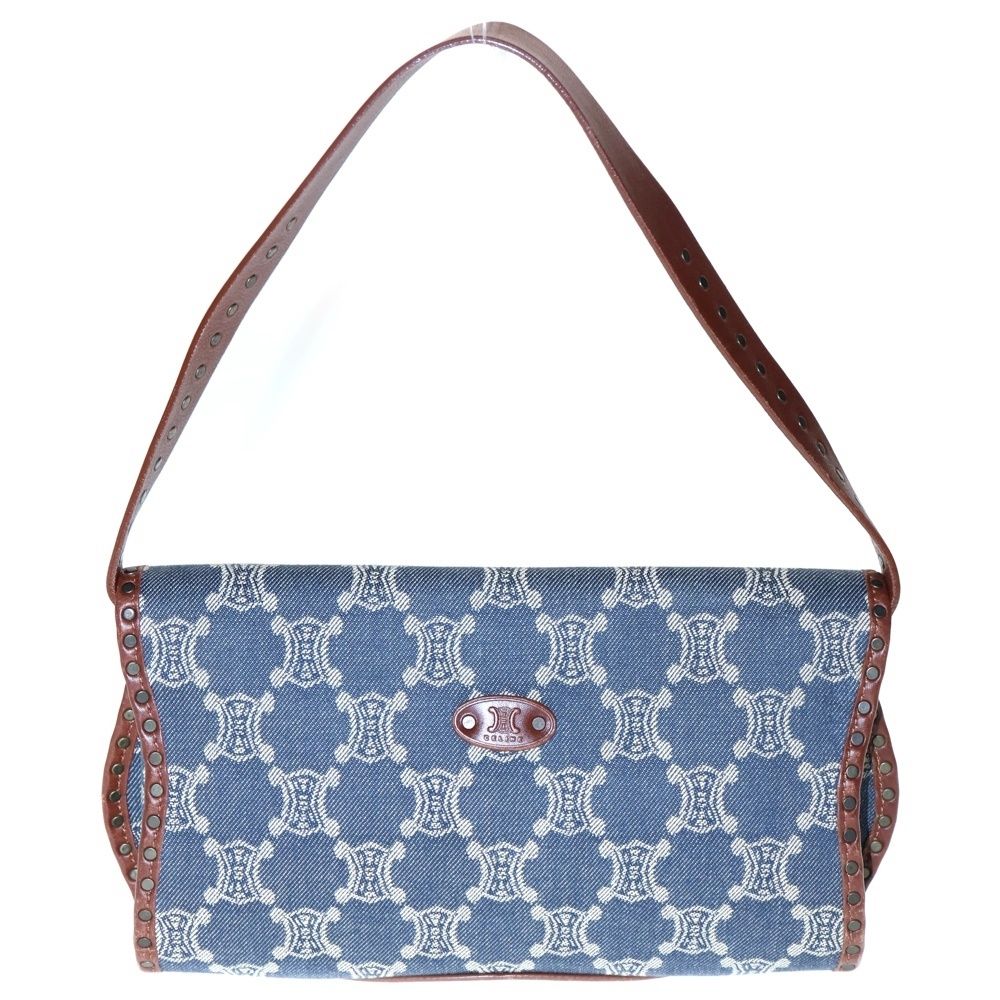 CELINE セリーヌ パリマカダム ハンドバッグ ワンショルダーバッグ インディゴブルー×ブラウン デニム×レザー