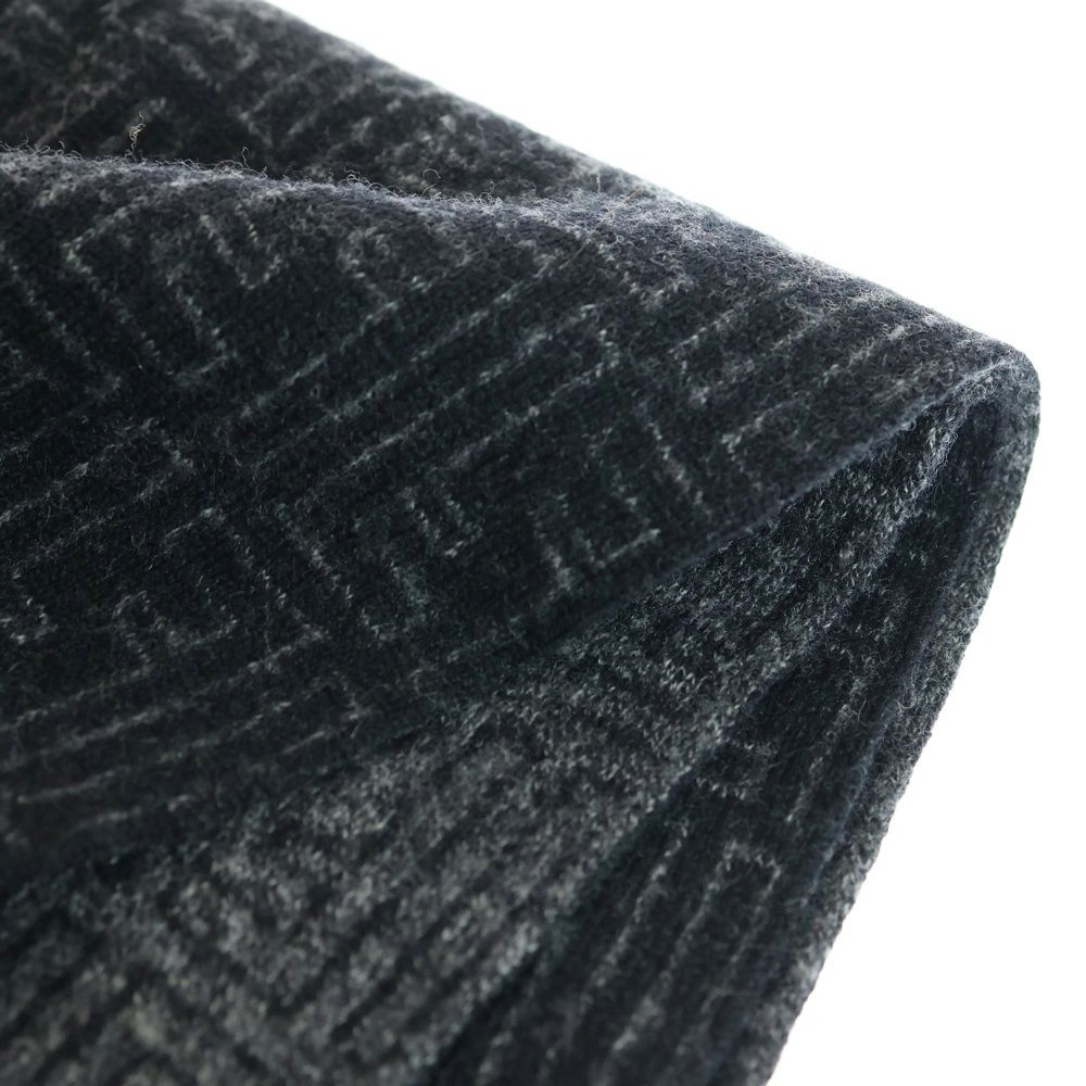 FENDI (フェンディ) FFロゴ総柄 ズッカ柄 ウールマフラー グレー
