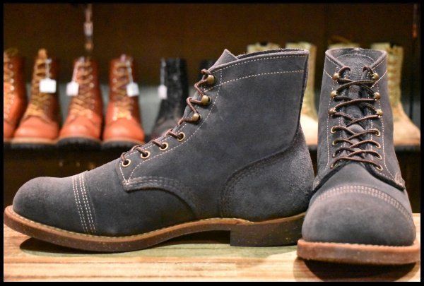 9.5D 18年 レッドウィング 8117 アイアンレンジ ネイビーアビレーンラフアウト キャップトゥ 紺色 ブーツ redwing HOPESMORE GP159