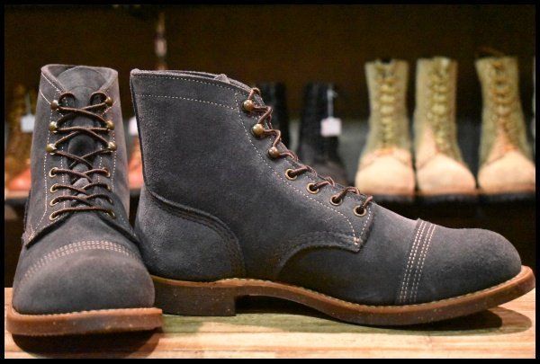 9.5 D 18年 レッドウィング 8117 アイアンレンジ ネイビーアビレーンラフアウト キャップトゥ 紺色 ブーツ redwing GP 159