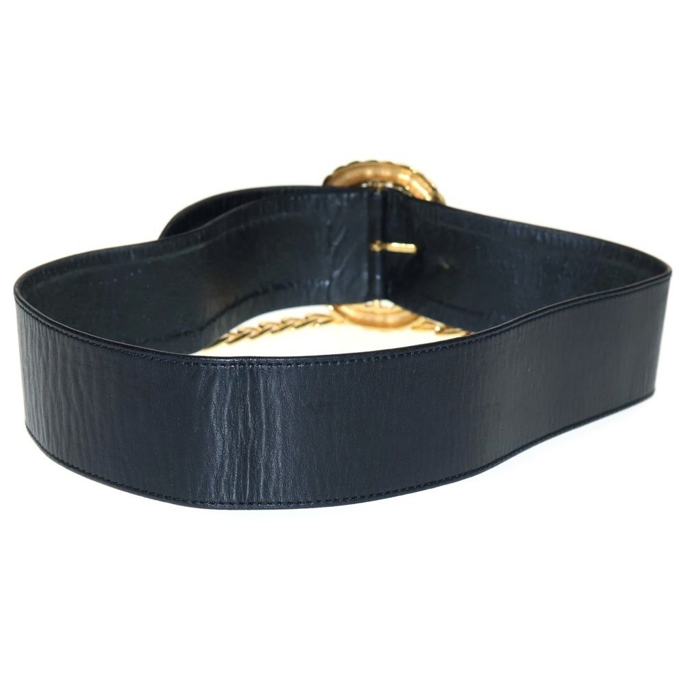 CHANEL (シャネル) カンボンコイン ベルト ブラック×ゴールド GP