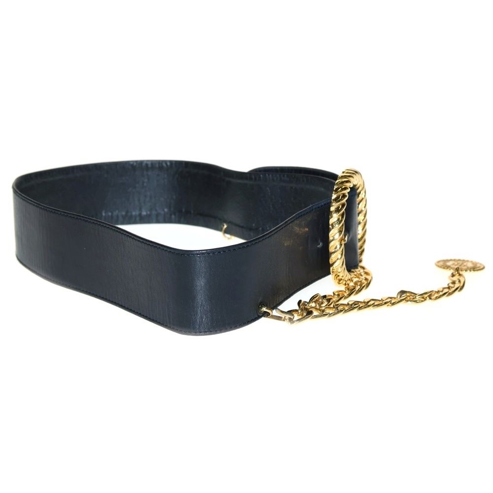 CHANEL (シャネル) カンボンコイン ベルト ブラック×ゴールド GP