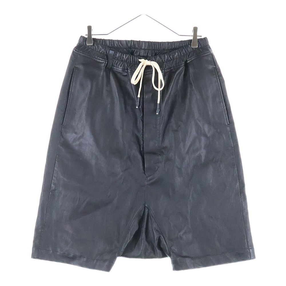 ISAMU KATAYAMA BACKLASH イサムカタヤマバックラッシュ Deer Stretch Sarrouel Shorts ディアストレッチサルエルショーツ レザーハーフパンツ ブラック 1810-07