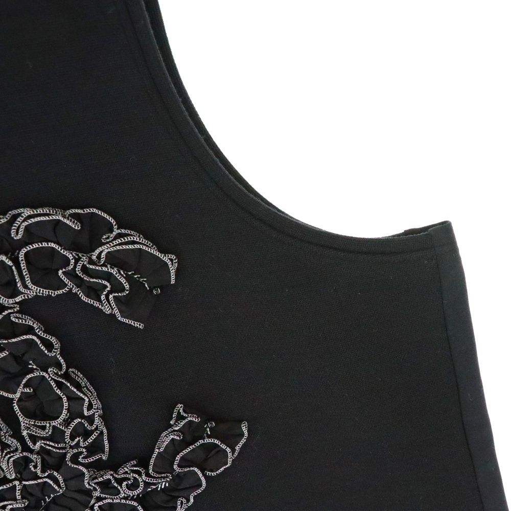 CHANEL シャネル ココマーク フリル ウール クルーネック ノースリーブ タンクトップ カットソー ブラウン レディース P64484V21533 WWW_MERCADOAVALIA_COM_BR