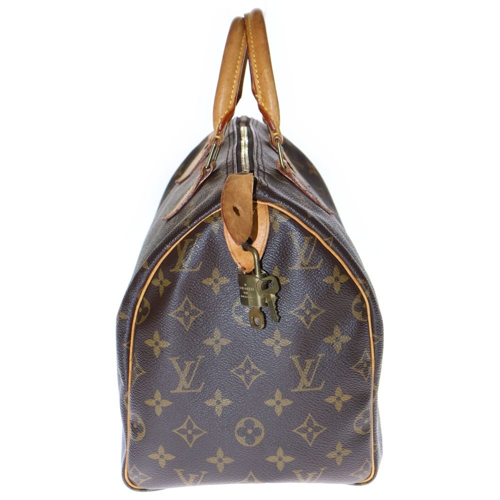 LOUIS VUITTON ルイヴィトン モノグラム スピーディ30 レザーハンドバッグ ブラウン SP 1928 ケーブル編み その他 