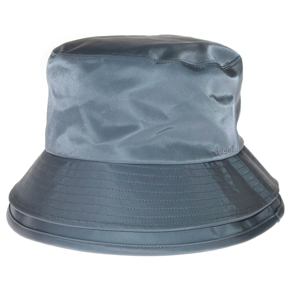 Sacai サカイ NYLON TWILL DOUBLE BR ロゴ刺繍 ナイロンバケットハット 帽子 グレー 23-0599S