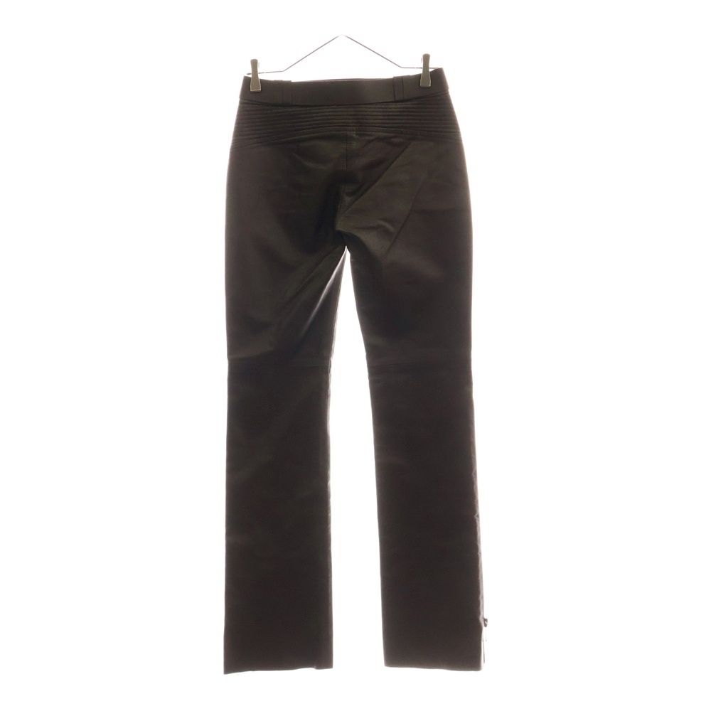 GUCCI グッチ インターロッキングG ベルト付き サイドジップ カウレザー ストレート パンツ ゴールド金具 ブラウン 119758