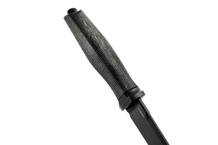- M390 Black Blade Acha Burlap LionSteel | ハンドル ライオンスチール Fixed Leather Sheath ナイフ アチャ オリーブウッド