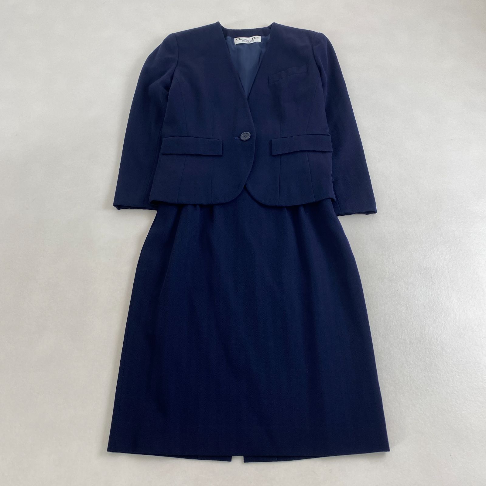 クリスチャンディオール セットアップ ノー ジャケット シャドーストライプ Christian Dior ネイビー 9号 M L