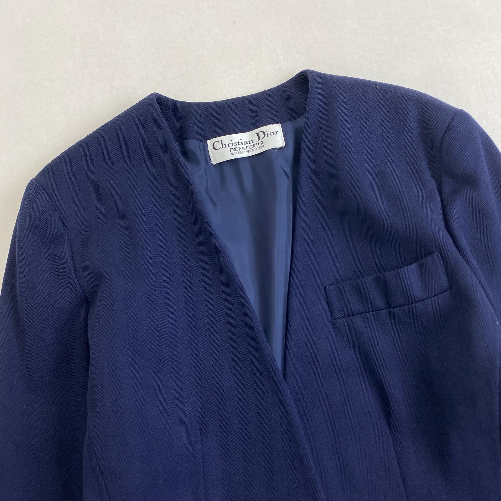 クリスチャンディオール セットアップ ノーカラージャケット シャドー