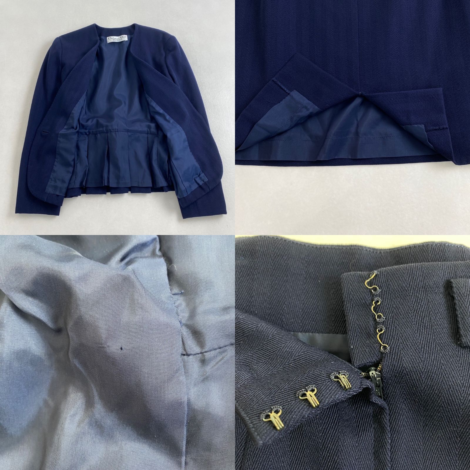 クリスチャンディオール セットアップ ノーカラージャケット シャドー