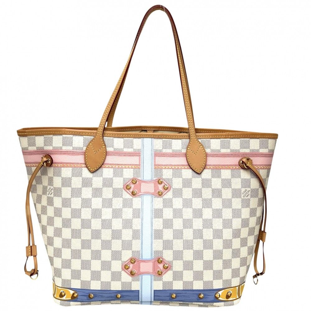 ルイヴィトン トートバッグ レディース サマートランク ネヴァーフルMM ハンドバッグ 肩掛け LOUIS VUITTON N41065 ダミエアズールキャンバス ホワイト 白 ゴールド金具 品