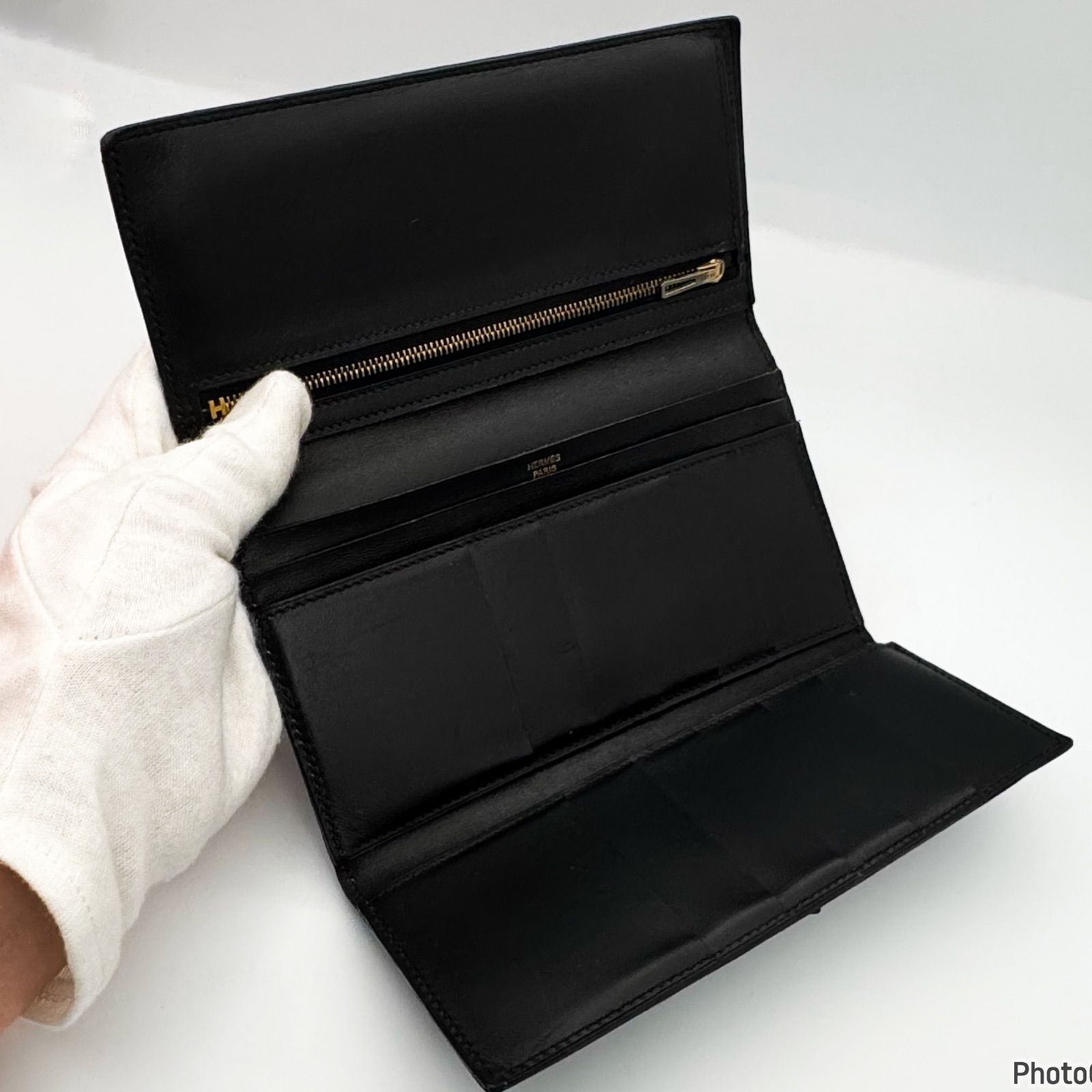 美品 HERMES エルメス ベアン 三つ折り 長財布 ▢K刻印 ゴールド金具 美品】HERMES エルメス ベアン 長財布 三つ折り財布 美品 HERMES